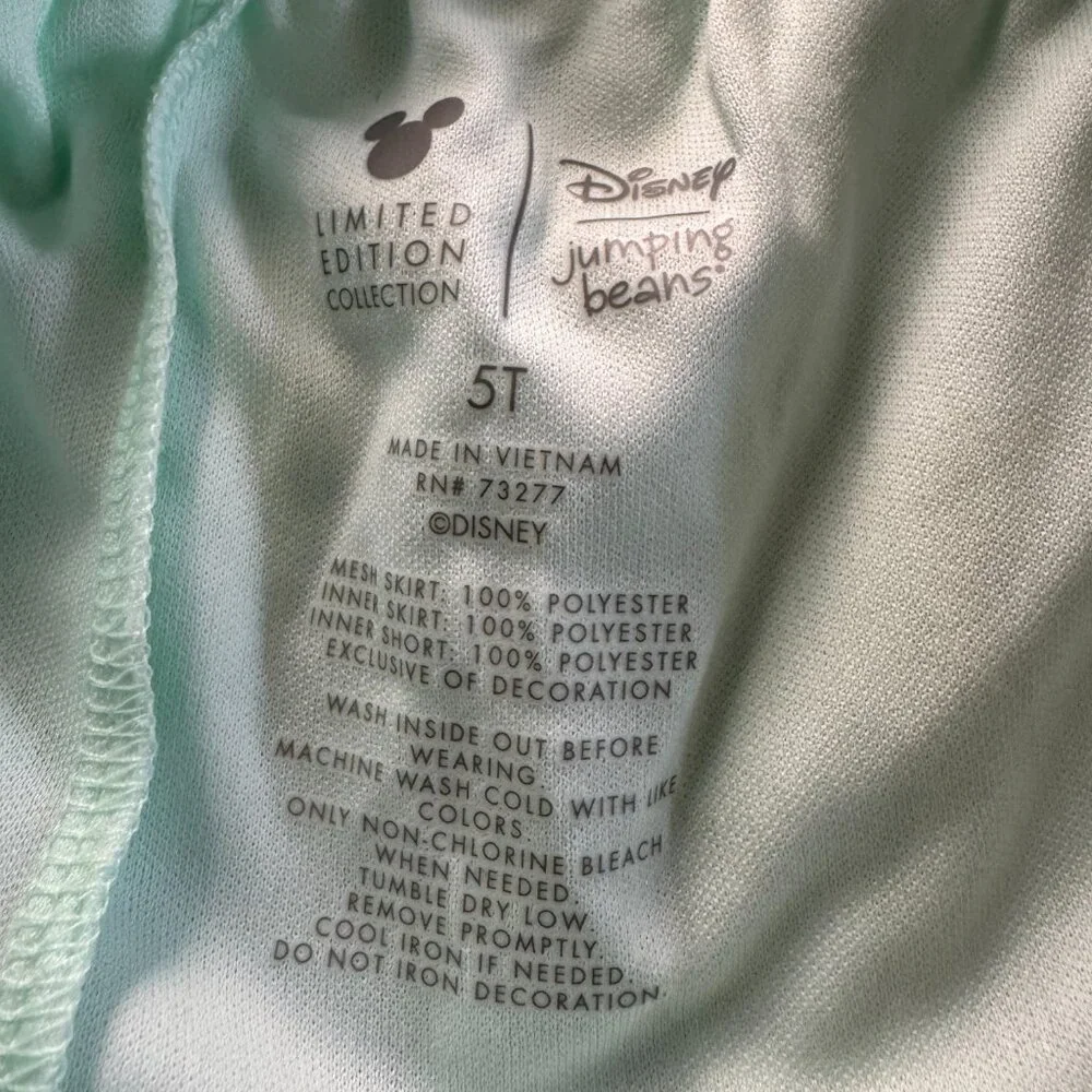Disney NWOT Princess Tutu Green Sheer Skirt Size 5T - Picture 5 of 5